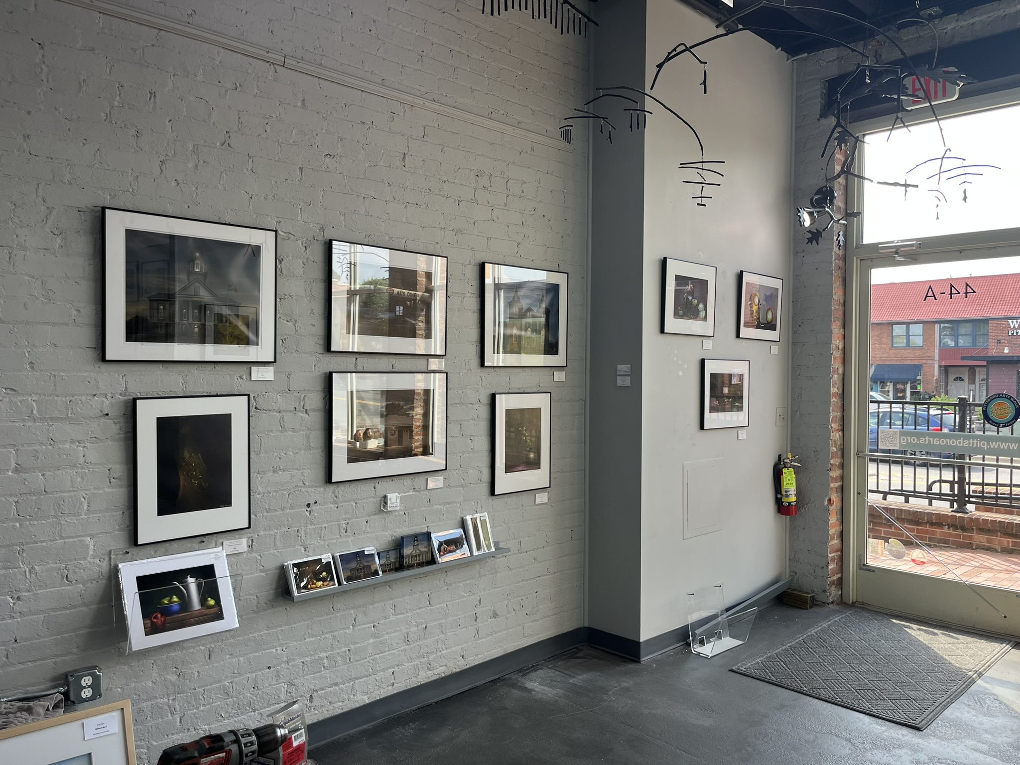 Bobby IZquierdo display at Pittsboro Gallery of Arts entrance on Hillsboro Street, Pittsboro NC