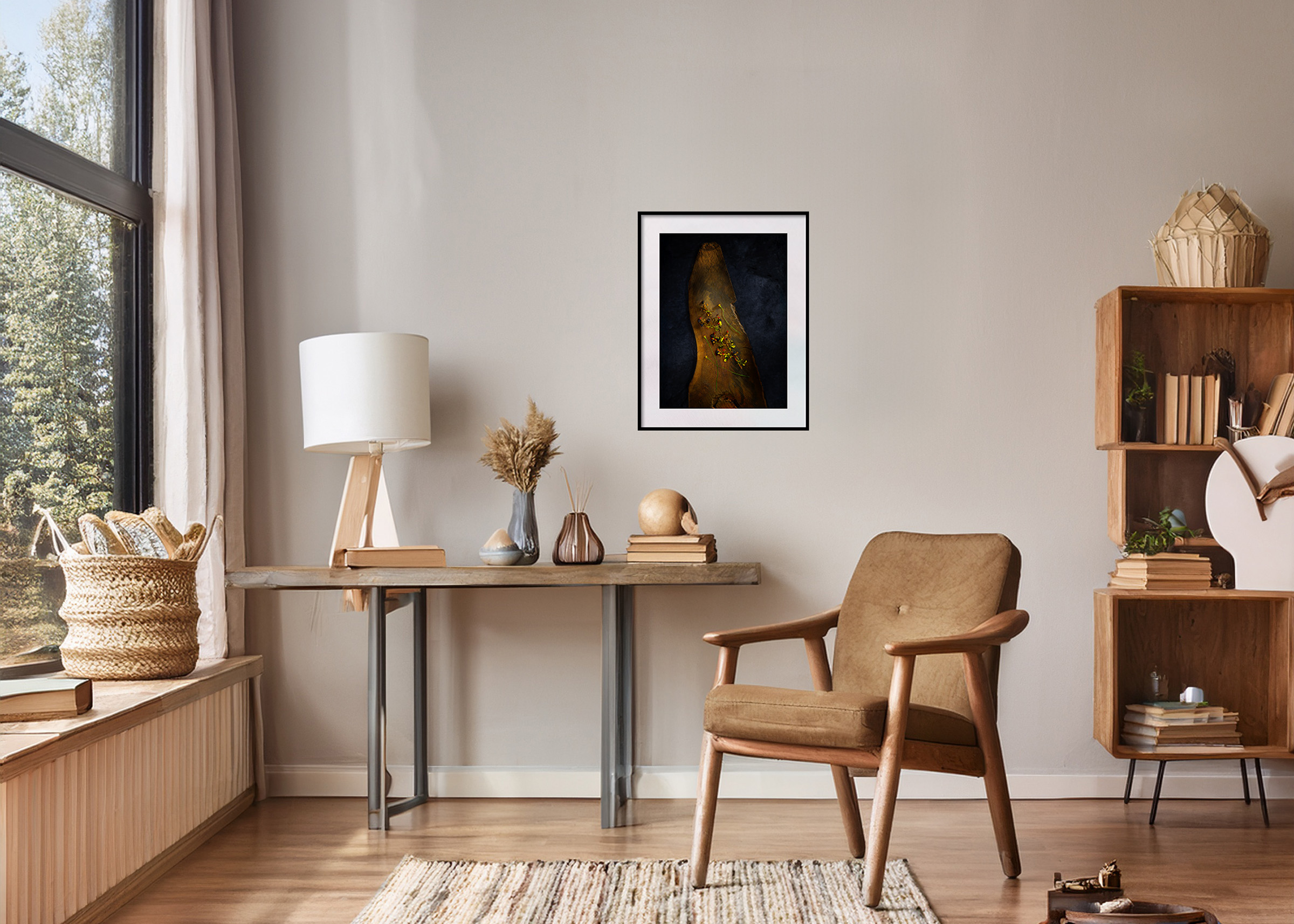 Wildflowers on Rustic Wood in Study Setting