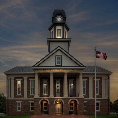Chatham County Courthouse, Pittsboro, NC, 2021 Pittsboro nightscape fine art photograph by Bobby Izquierdo, limited edition