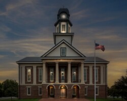 Chatham County Courthouse, Pittsboro, NC, 2021 Pittsboro nightscape fine art photograph by Bobby Izquierdo, limited edition