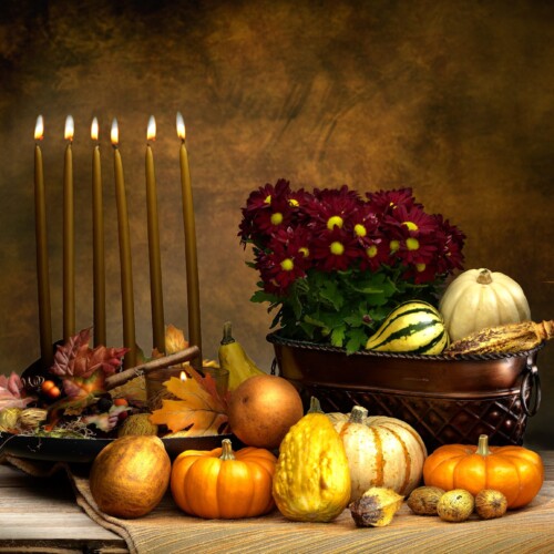 Harvest Abundance: Pumpkins, Squash, and Autumn Leaves by Bobby Izquierdo