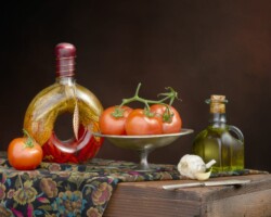 Gifts of Italy: Tomatoes, Olive Oil, and Garlic Gifts of Italy: Tomatoes, Olive Oil, and Garlic Quiet Still Life by Bobby Izquierdo