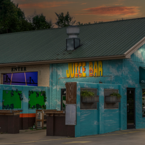 Goodness Gracious Juice Bar, 2021 Architectural Nightscape by Bobby Izquierdo Goodness Gracious Juice Bar, 2021 Architectural Nightscape by Bobby Izquierdo