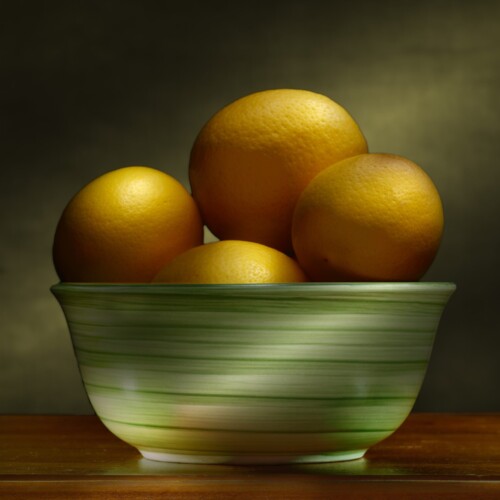 Lemons in Green Bowl Still Life Light Painting by Bobby Izquierdo