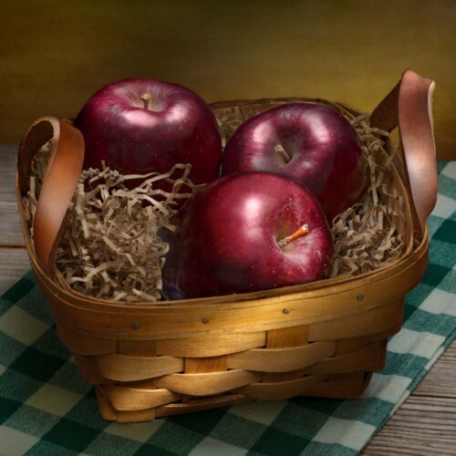 Three Apples in a Wicker Basket by Bobby Izquierdo
